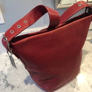 Vintage Red Coach Bucket Bag